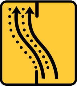 TS-62 - Detour of two lanes on the opposite road road sign