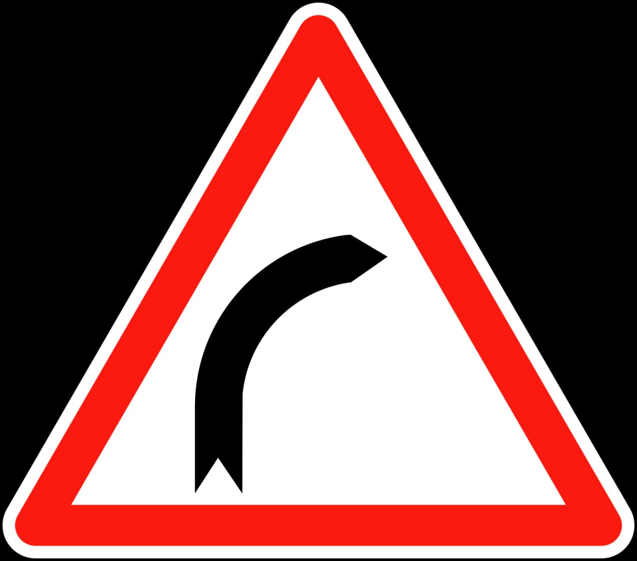 A1a - Bend to right road sign