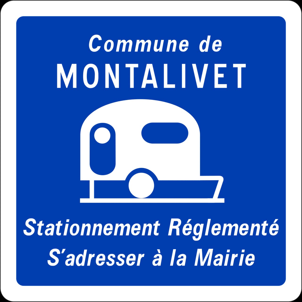 C23 - Panneau routier Stationnement des caravanes restreint