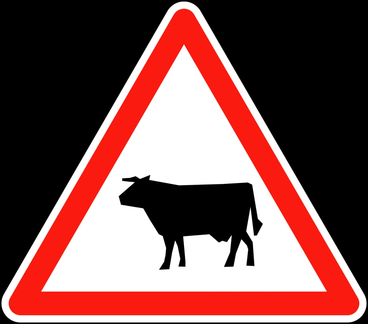 A15a - Panneau routier Bétail