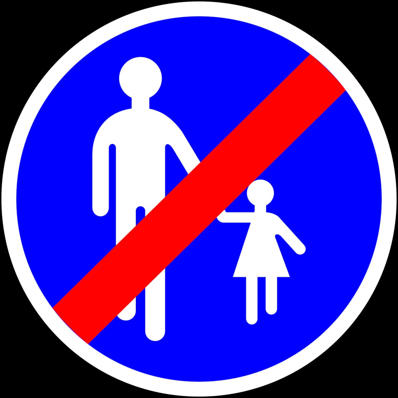 B41 - Koniec pasa ruchu dla pieszych znak drogowy