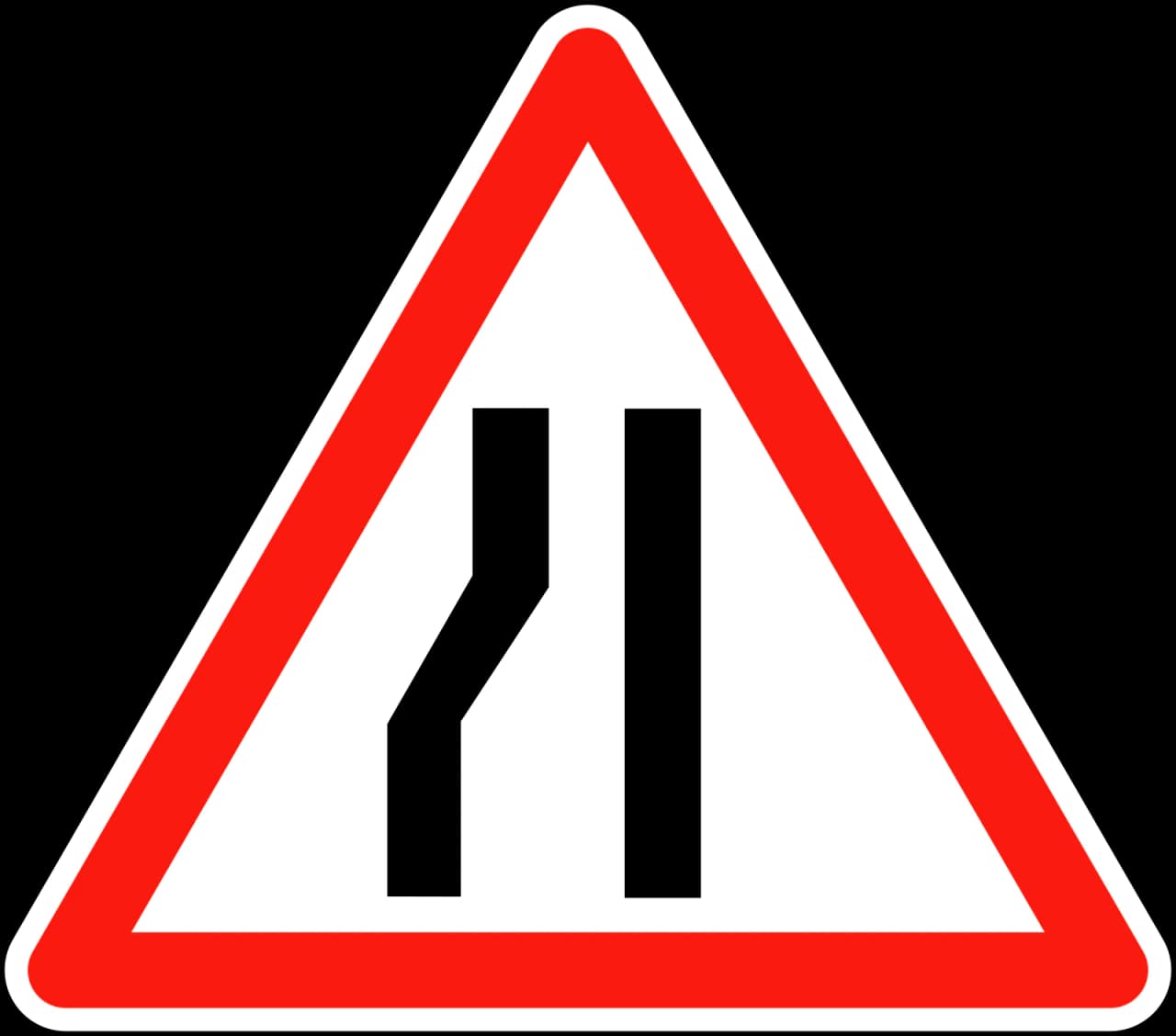 A3b - Verengung der Fahrbahn links Verkehrsschild