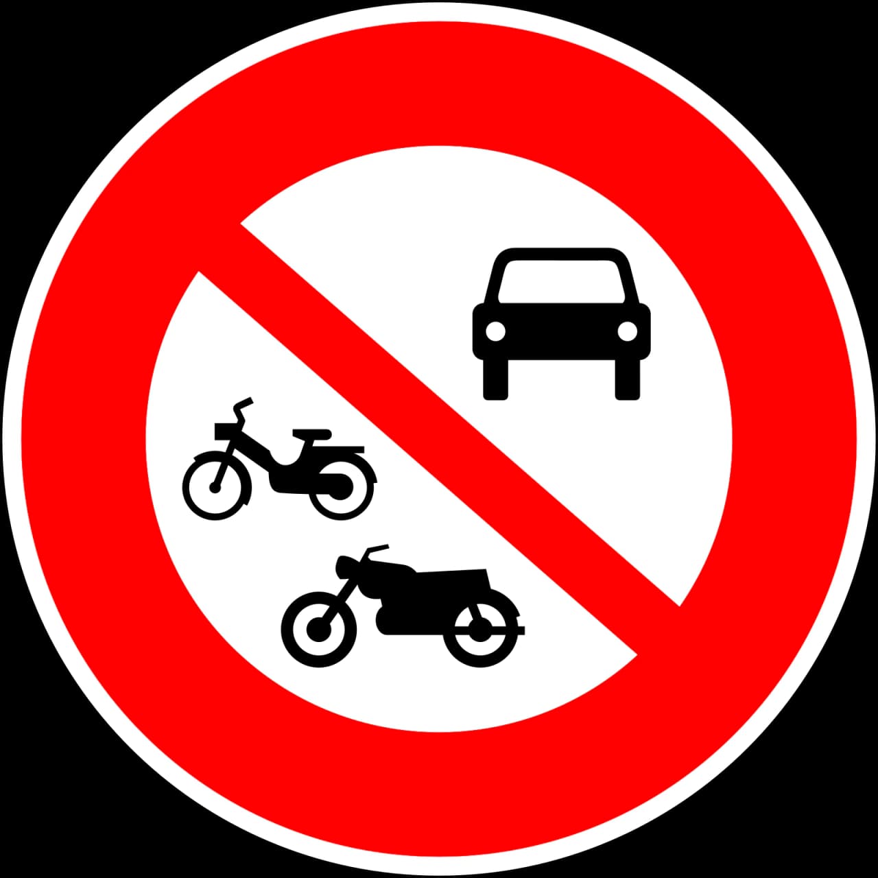 B7b - Keine Kraftfahrzeuge inklusive Mofas Verkehrsschild