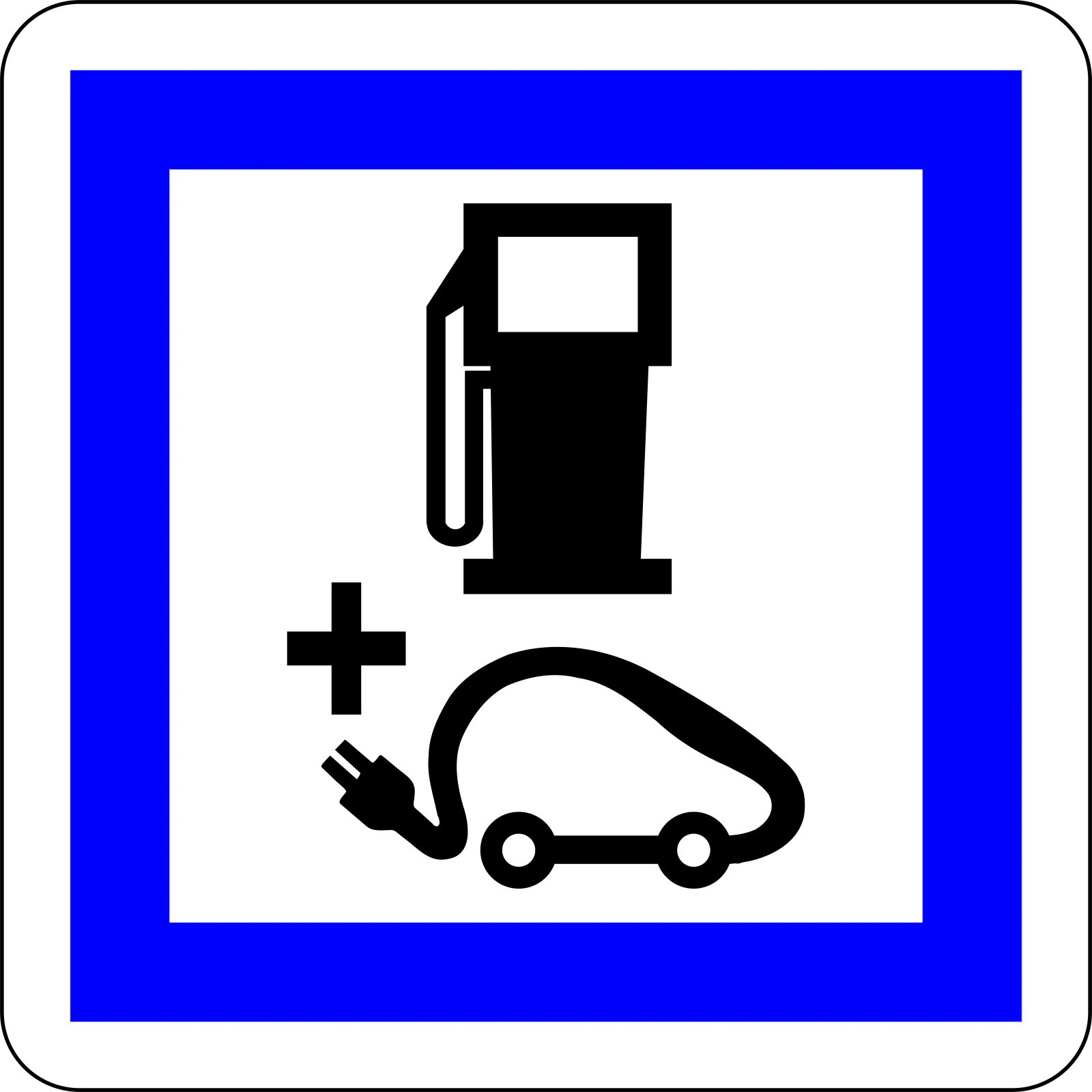CE15g - Panneau routier Station-service et borne de recharge
