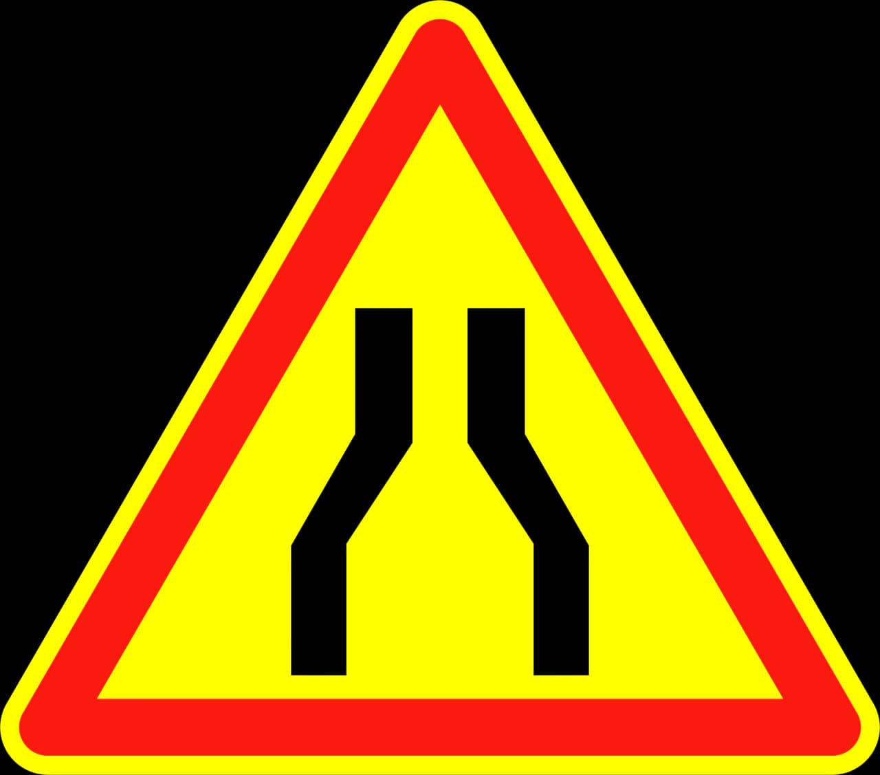 AK3 - Panneau routier Rétrécissement de la chaussée