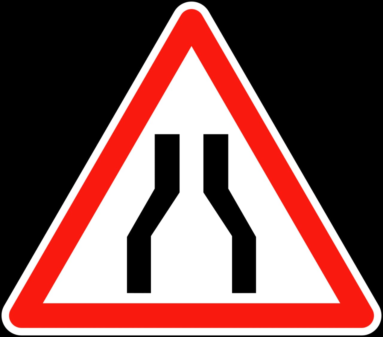 A3 - Straßenverengung Verkehrsschild