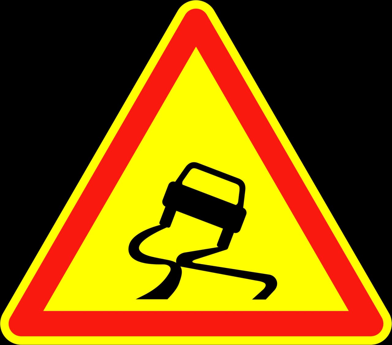AK4 - Panneau routier Chaussée glissante