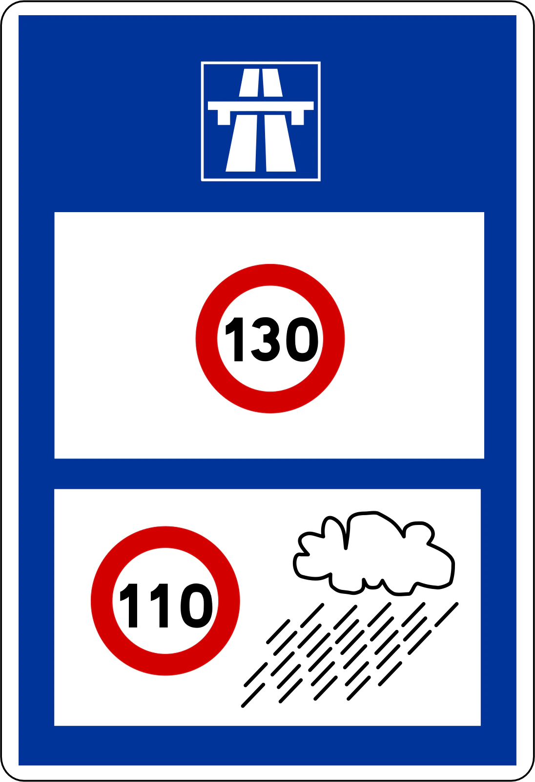 C25b - Panneau routier Limites de vitesse sur les autoroutes