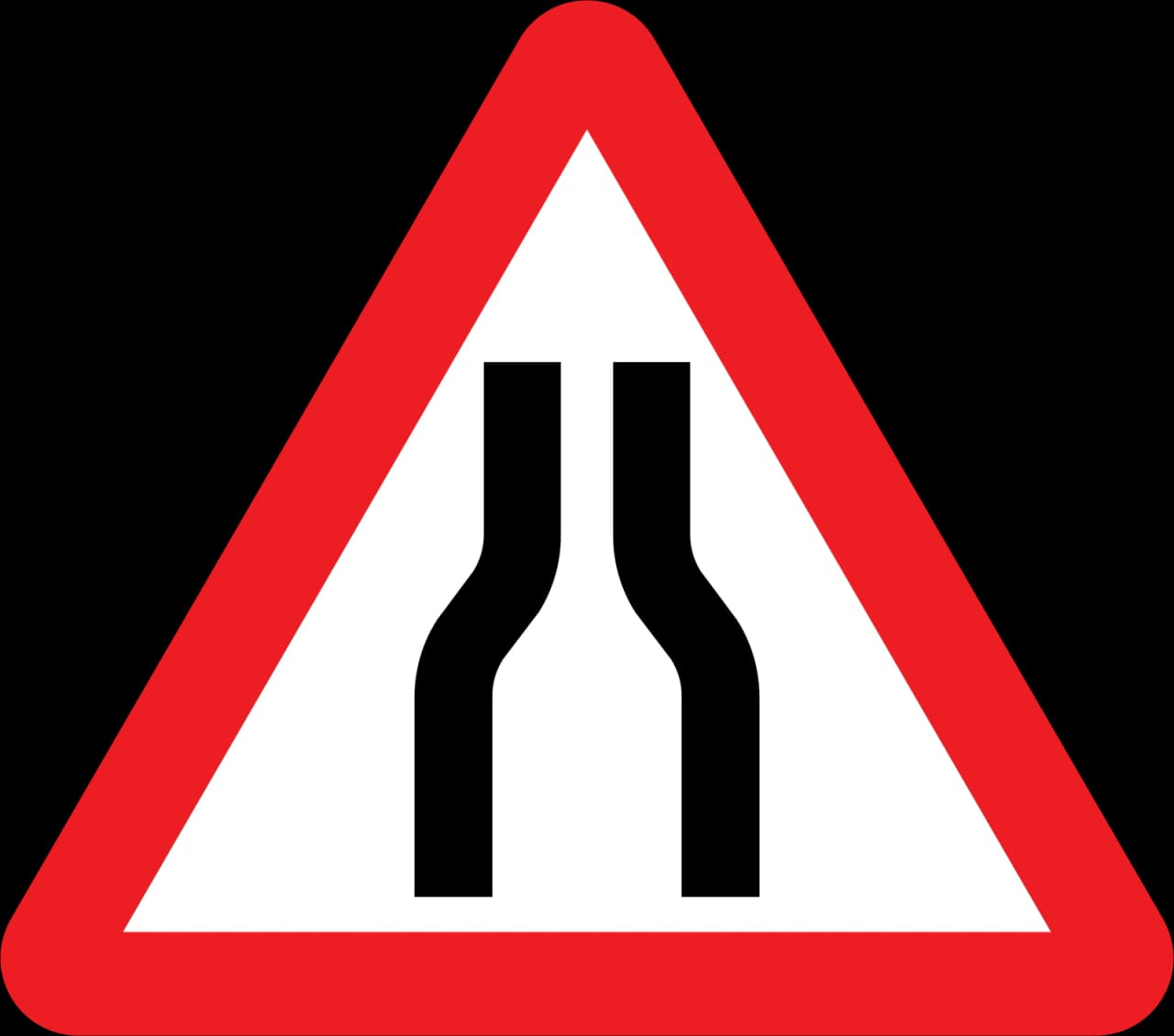 516 - Road narrows on both sides road sign