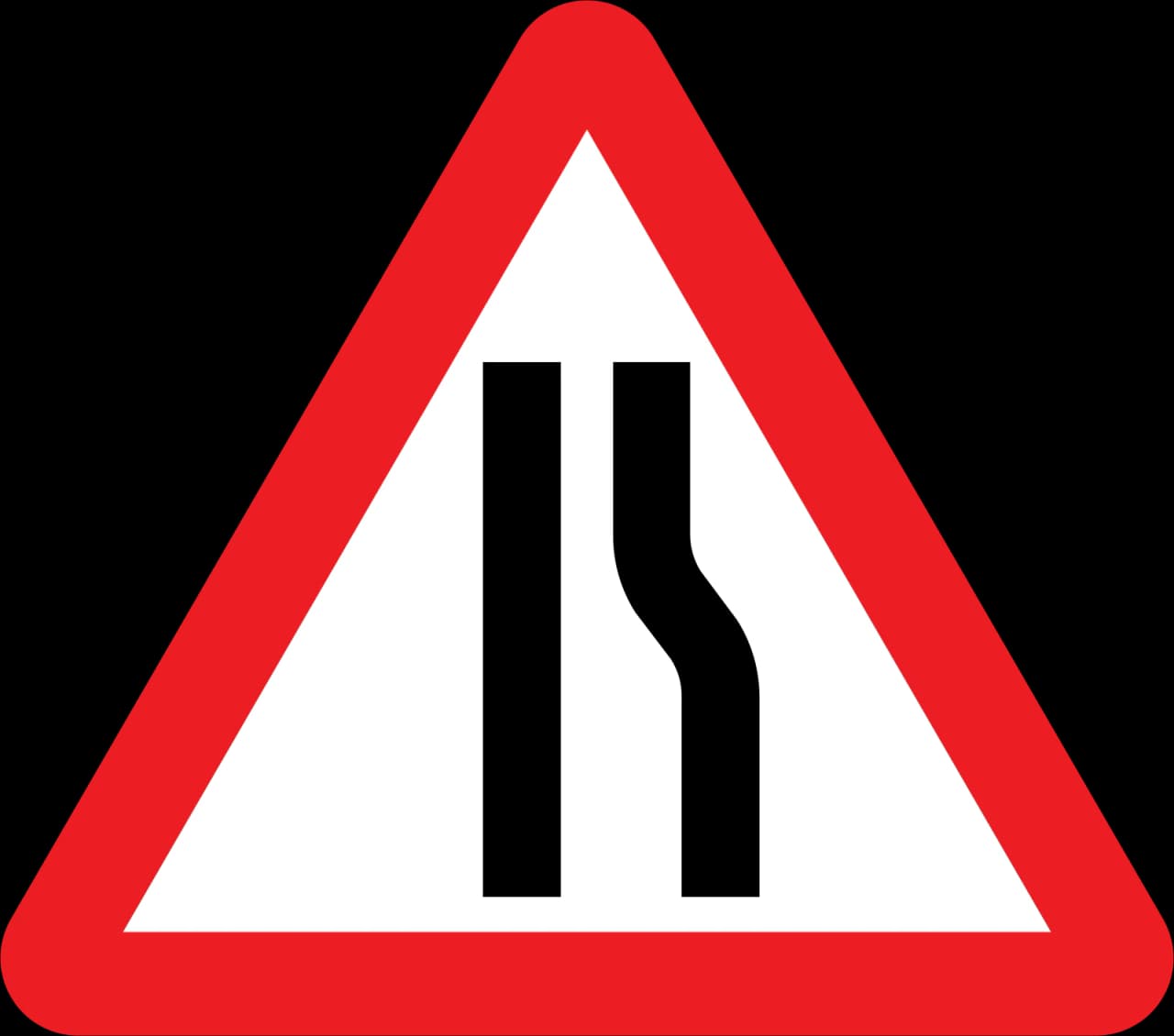 517 - Road narrows on the right road sign