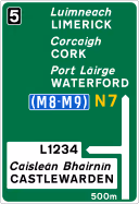Map Type Advance Direction Sign road sign from Ireland