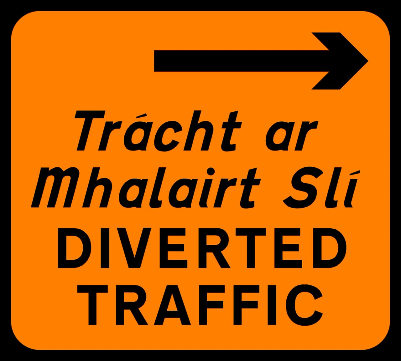 WK-091 - Tráfico desviado (derecha) señal de tráfico