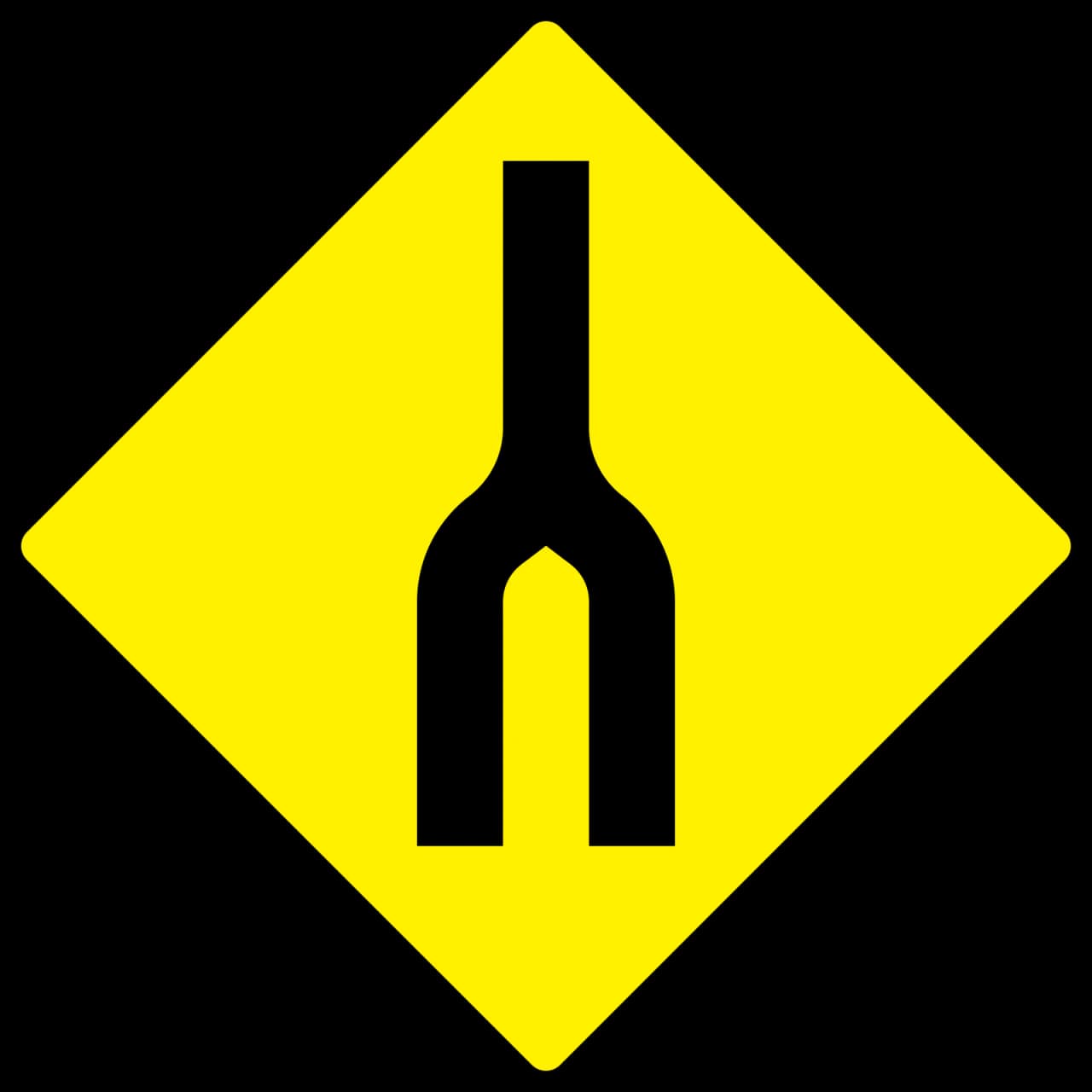 W-095 - Fin de Calzada Duplicada señal de tráfico