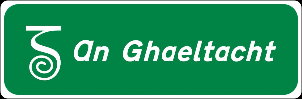 INFO-008 - Entering a Gaeltacht Area (National Road, without Name) road sign