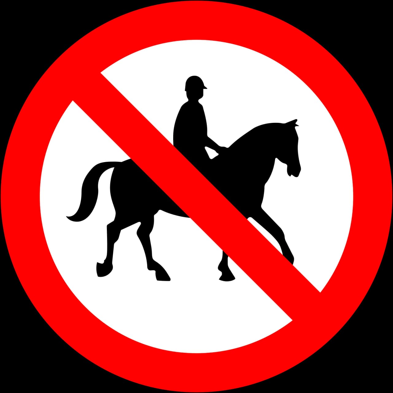 RUS-056 - No Ridden or Accompanied Horses road sign