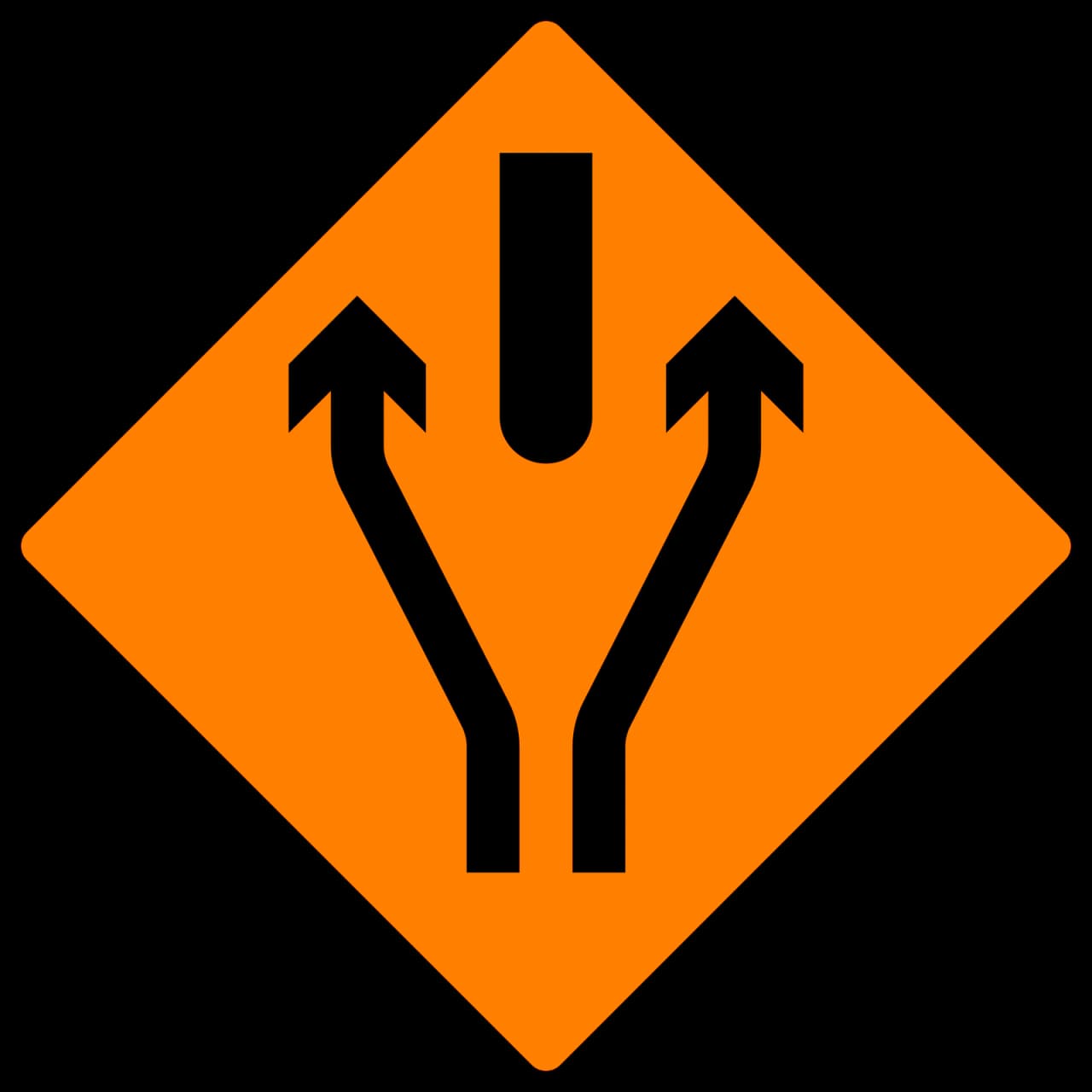 WK-016 - Hindernis zwischen Fahrspuren Verkehrsschild