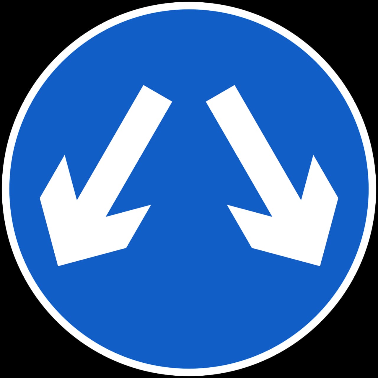 RUS-003 - Pass Either Side road sign