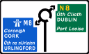 Map Type Advance Direction Sign (roundabout) road sign from Ireland