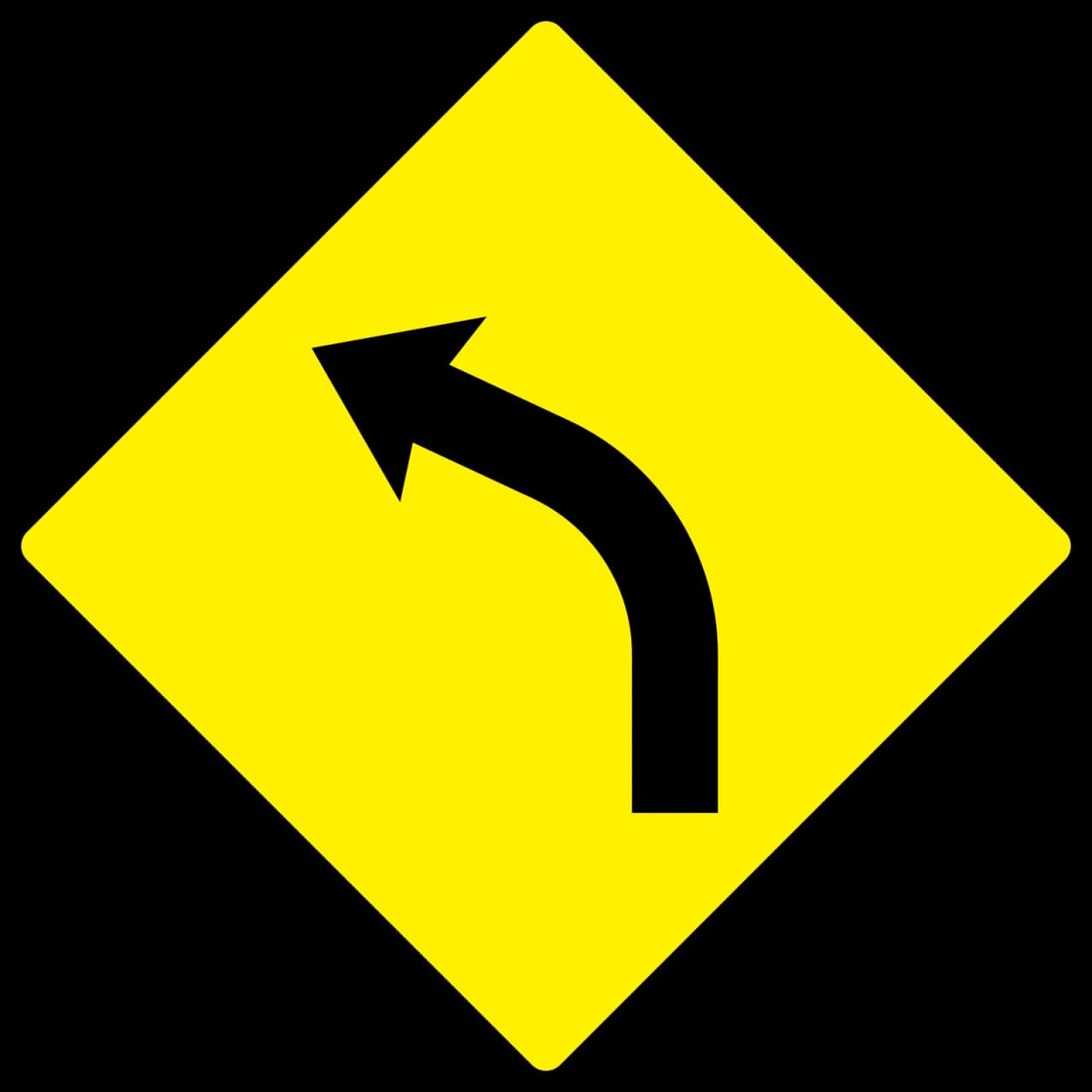 W-051L - Curva Cerrada - Izquierda señal de tráfico