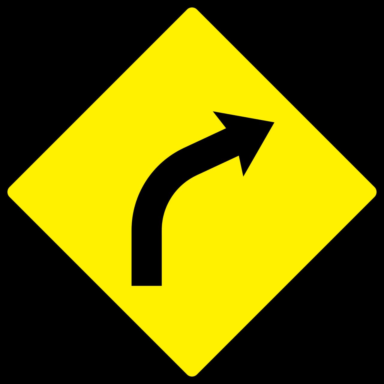 W-051R - Curva Cerrada - Derecha señal de tráfico