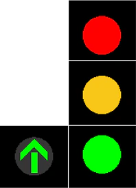 RTS-003 - Semáforo de 4 Aspectos con Luz Verde para Seguir Recto señal de tráfico