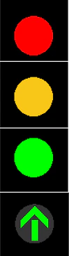 RTS-003 - Semáforo de 4 Aspectos con Flecha Verde para Seguir Recto señal de tráfico
