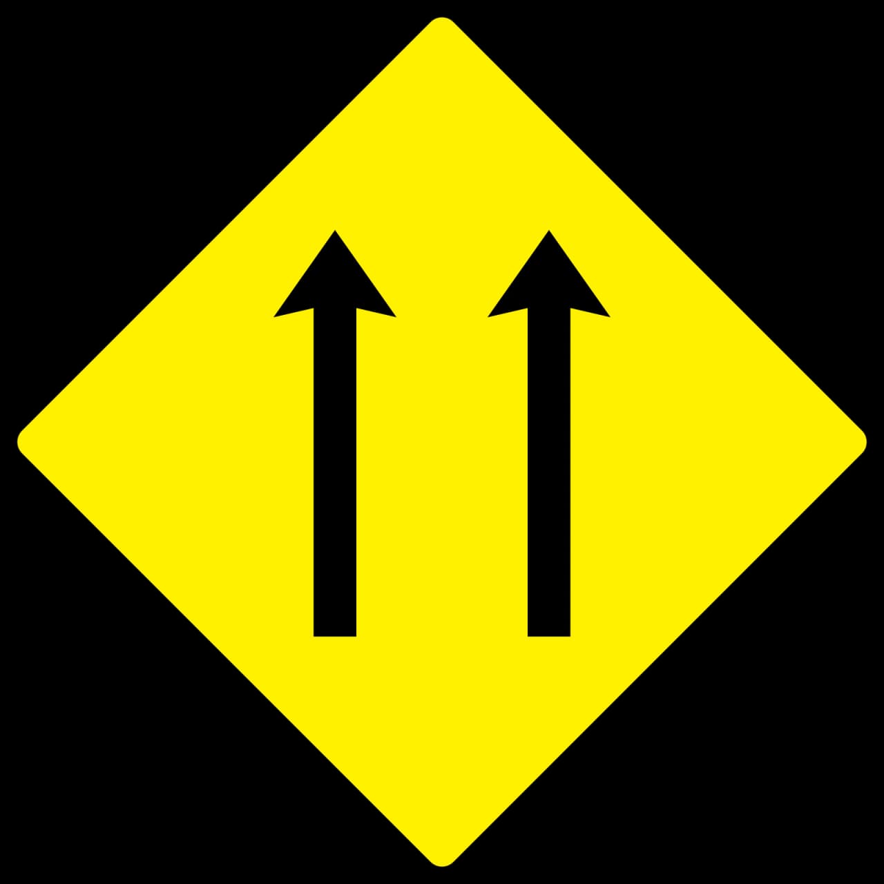 W-102 - Sección de Dos Carriles señal de tráfico