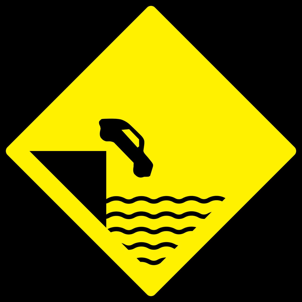 W-160 - Agua sin protección señal de tráfico