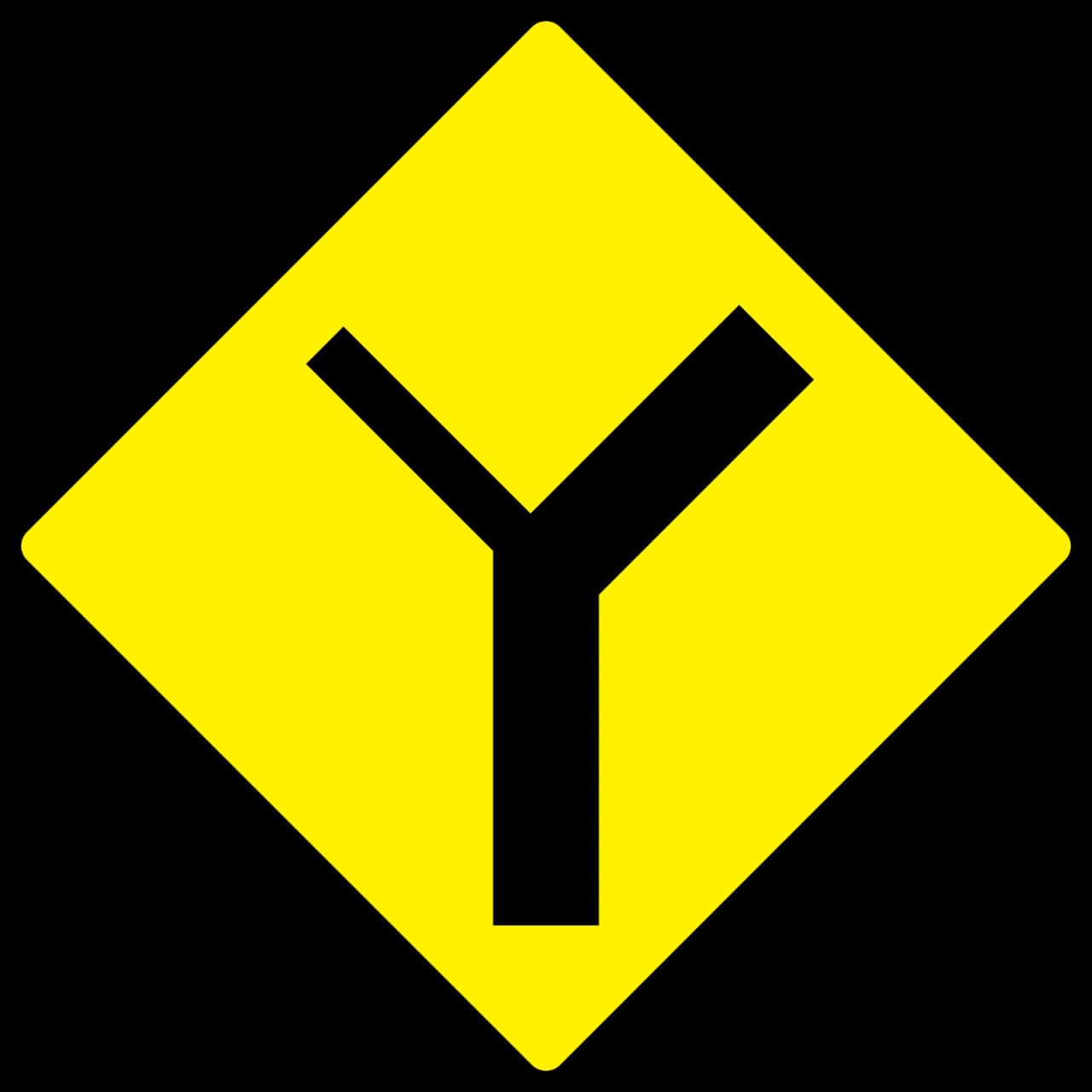 W-005L - Panneau routier Bifurcation en Y - Gauche