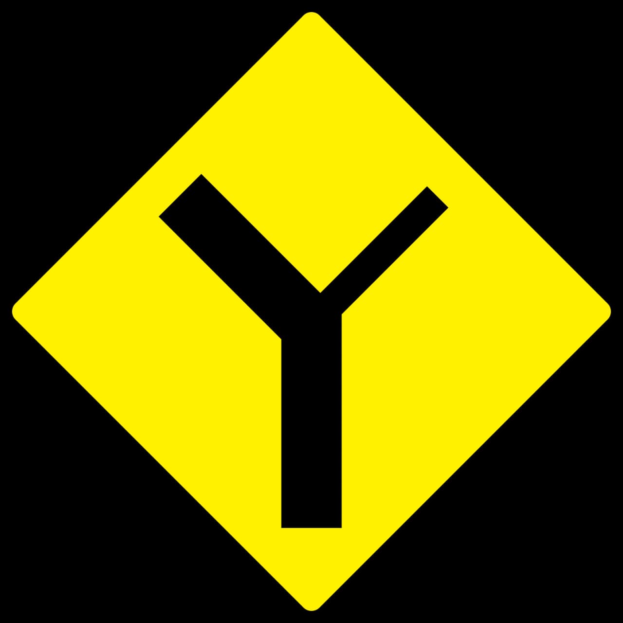 W-005R - Unión en Y - Derecha señal de tráfico