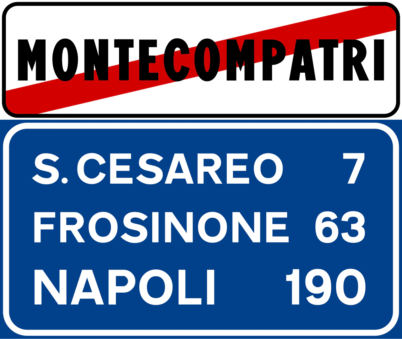 II.274 - Segnale stradale Fine area urbana, con distanze da altri paesi (fine limite 50 km/h e divieto di uso del clacson)