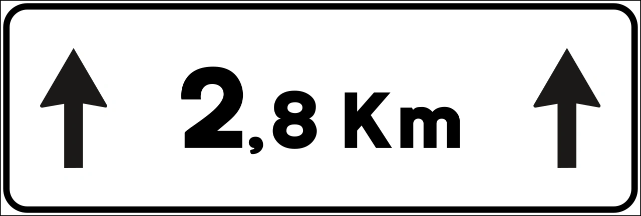 II.2-b - Długość niebezpieczeństwa lub nakazu (w kilometrach) znak drogowy