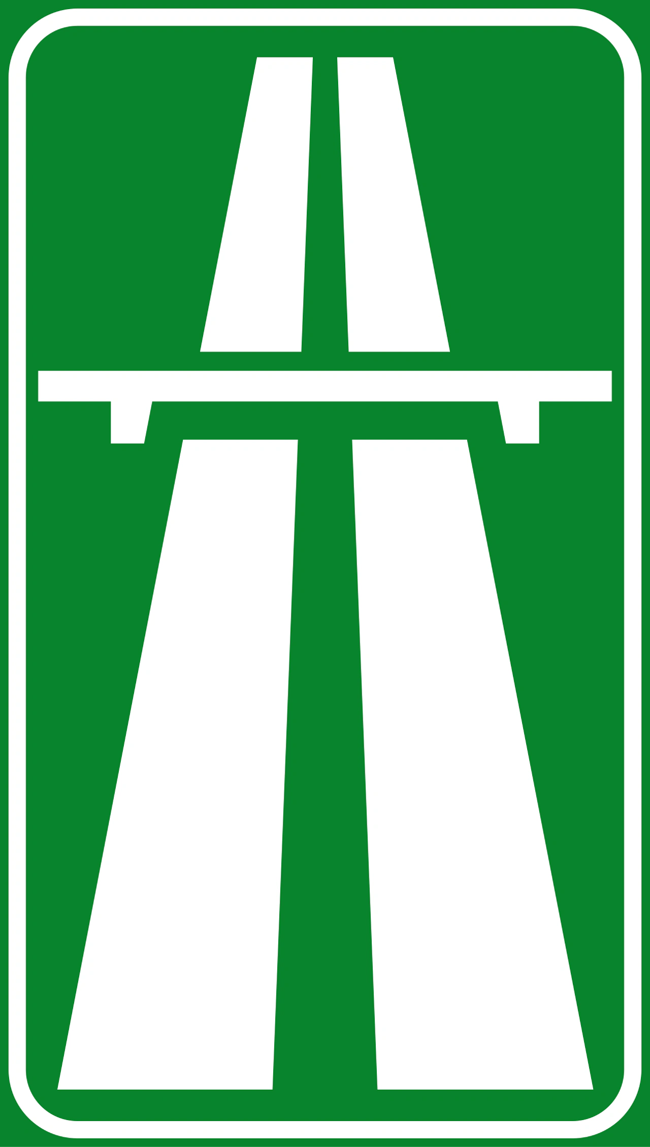 II.345 - Segnale stradale Autostrada. Se il simbolo dell'autostrada è usato all'interno di altri pannelli integrativi ha forma quadrata ( )