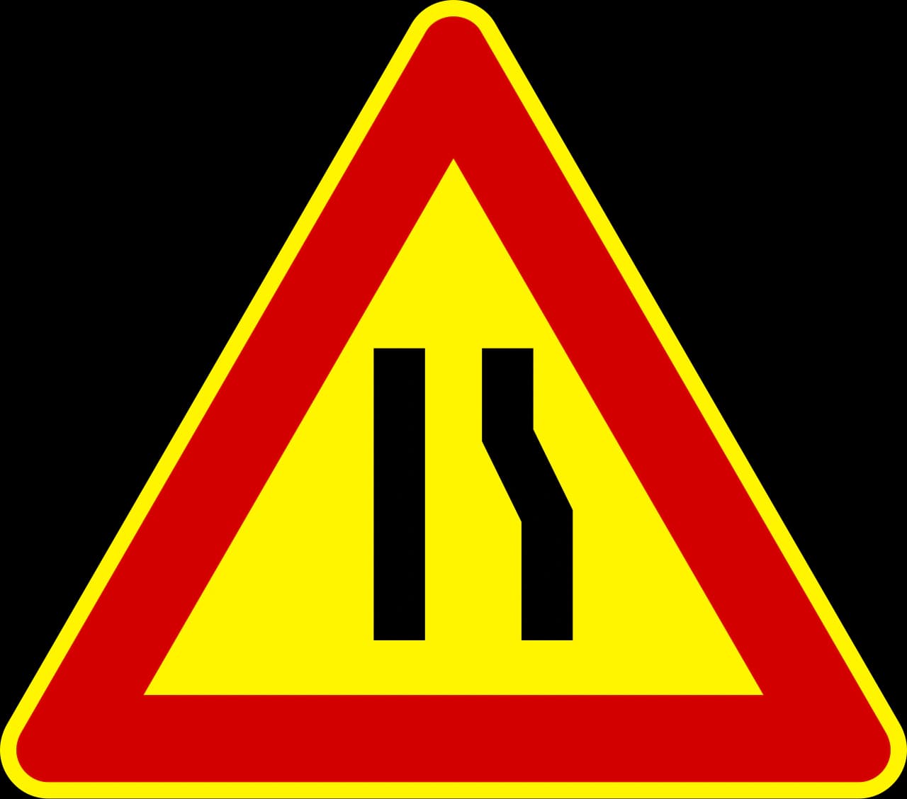 IT-T-04 - La carretera se estrecha por la derecha señal de tráfico