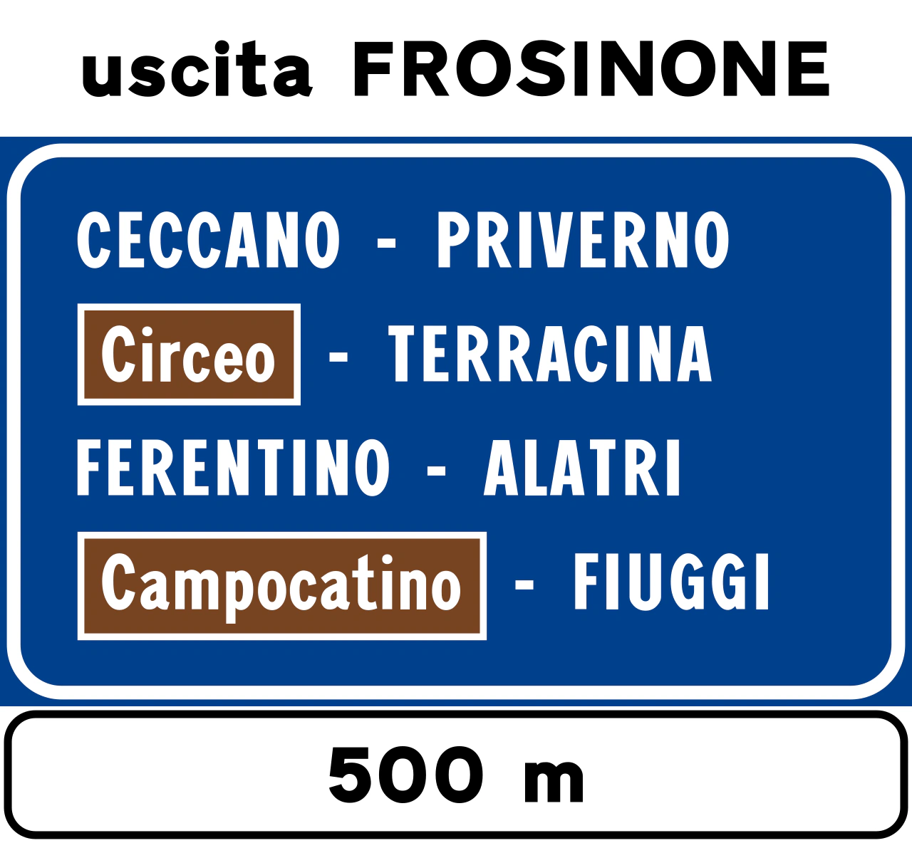 II.272 - Segnale stradale Destinazione raggiungibile dalla prossima uscita su autostrada o superstrada