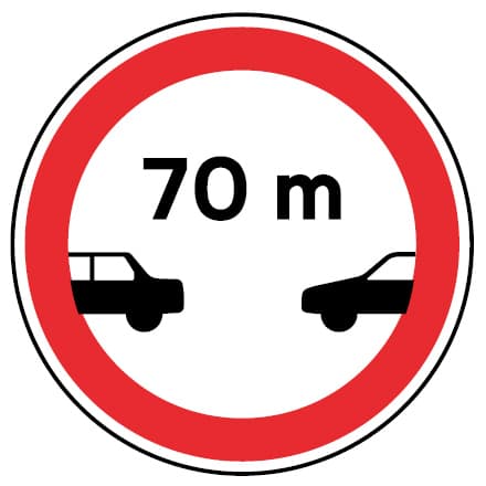 C10 - C10 - Proibição de transitar a menos de .. m do veículo precedente (Proibição de transitar a menos de .. m do veículo precedente) road sign