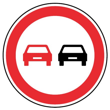 C14a - C14a - no overtaking (Proibição de ultrapassar) road sign