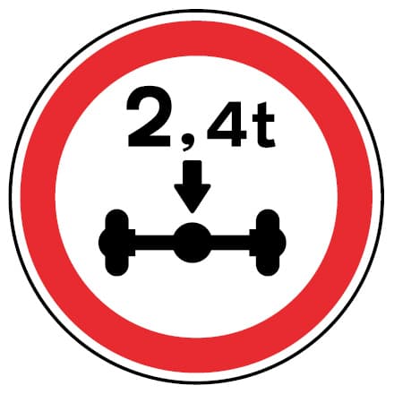 C5 - C5 - Zakaz ruchu pojazdów o masie na oś większą niż .. t znak drogowy