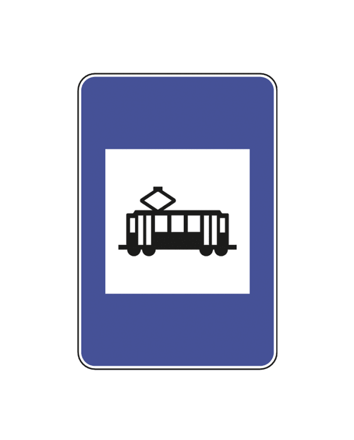 H20b - H20b - Raylı toplu taşıma araçları için durak (Raylı toplu taşıma araçları için durak) trafik işareti
