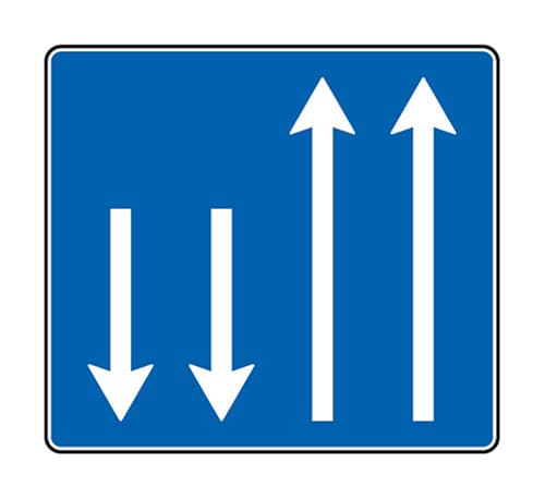 H31c - H31c - Aantal en richting van rijstroken verkeersbord