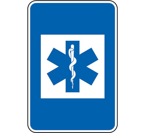 H9 - H9 - Hospital com urgência médica (Hospital com urgência médica) road sign