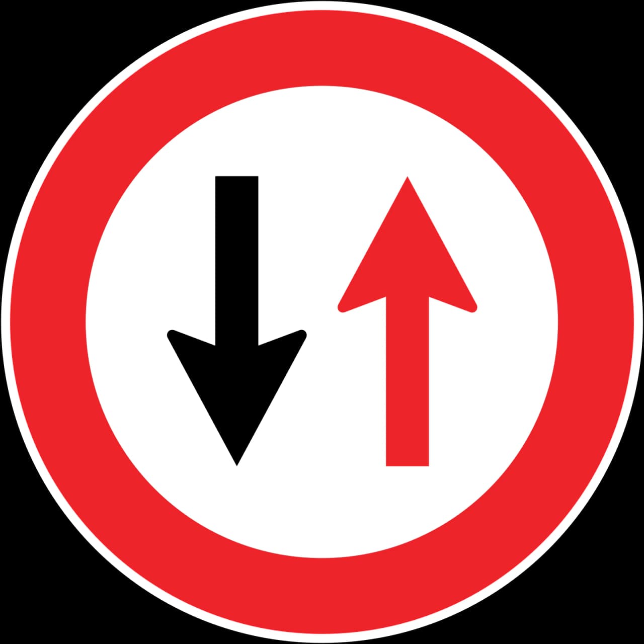 TT-3 - Give way to oncoming vehicles road sign