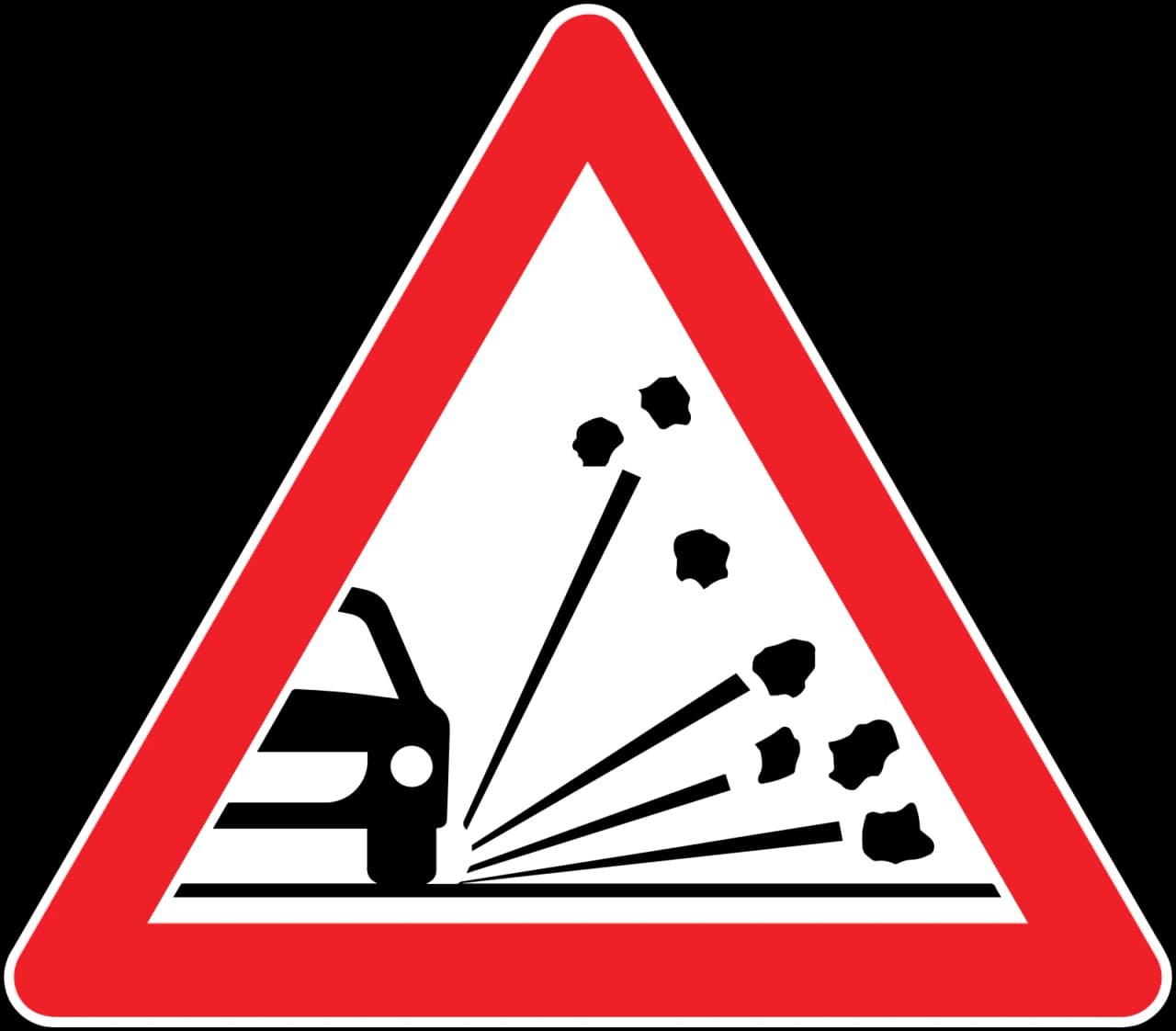 T-9 - Gevşek çakıl trafik işareti