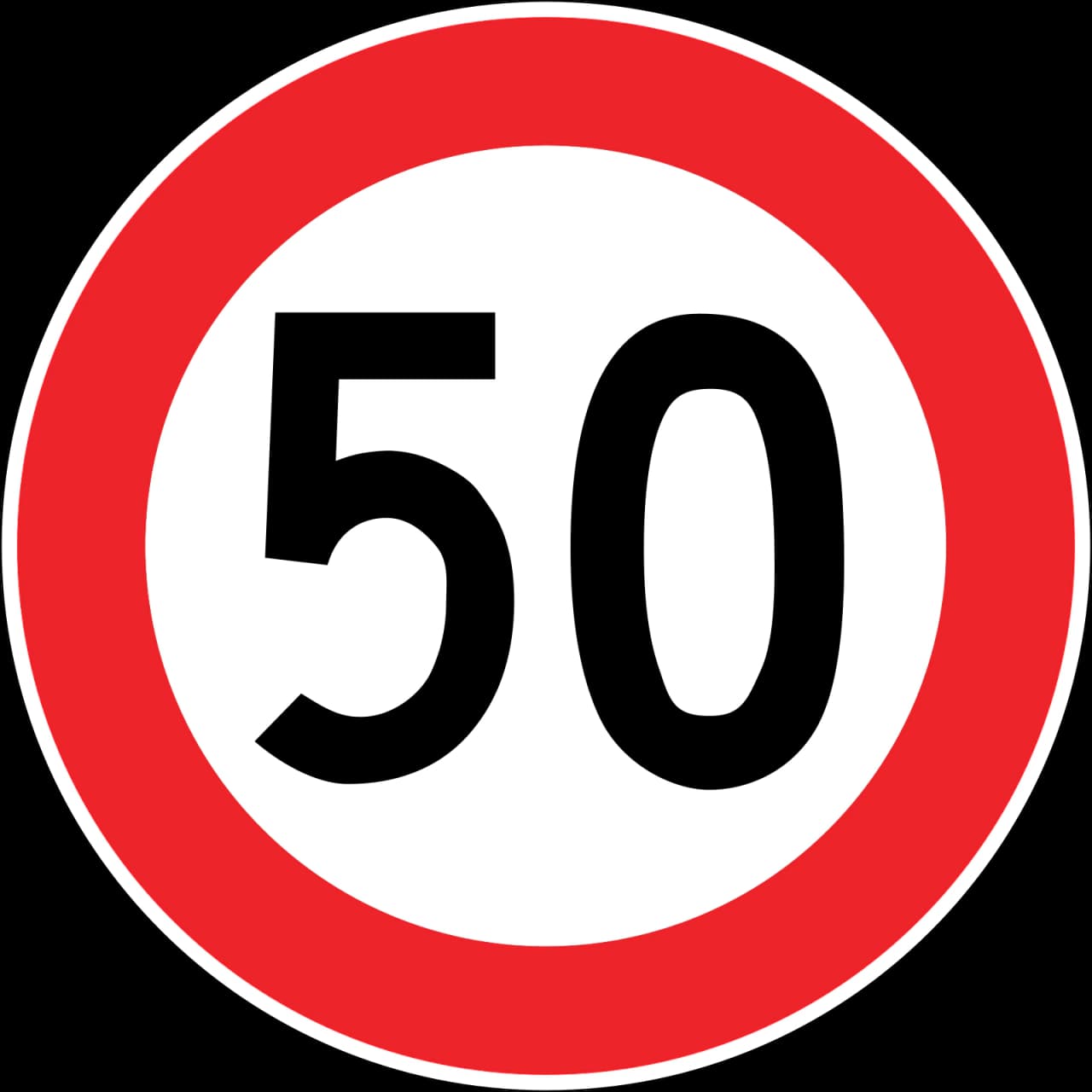 TT-29-50 - Maximum speed limit road sign