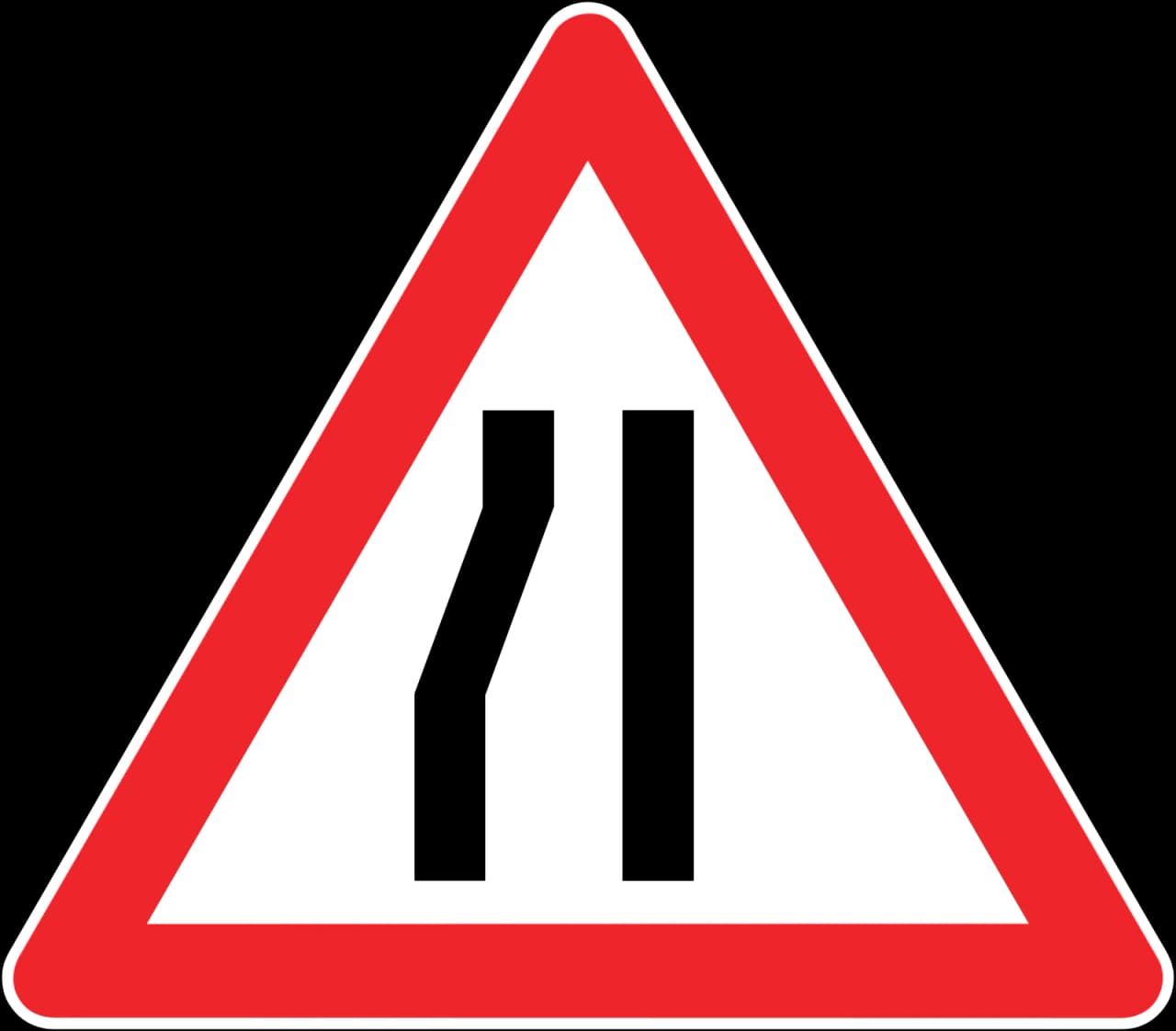 T-4C - Fahrbahnverengung links Verkehrsschild