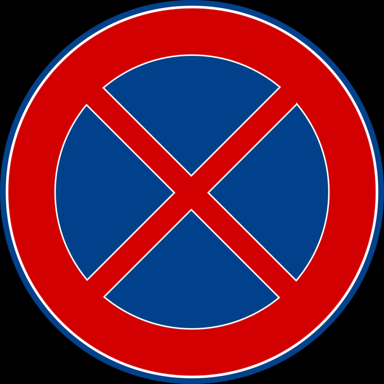 P-2 - Prohibido parar (y estacionar) señal de tráfico