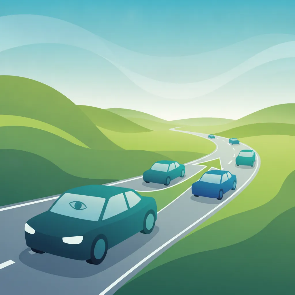 Ilustracja tematu teorii jazdy Wjazd na autostradę dla uczniów w Austria