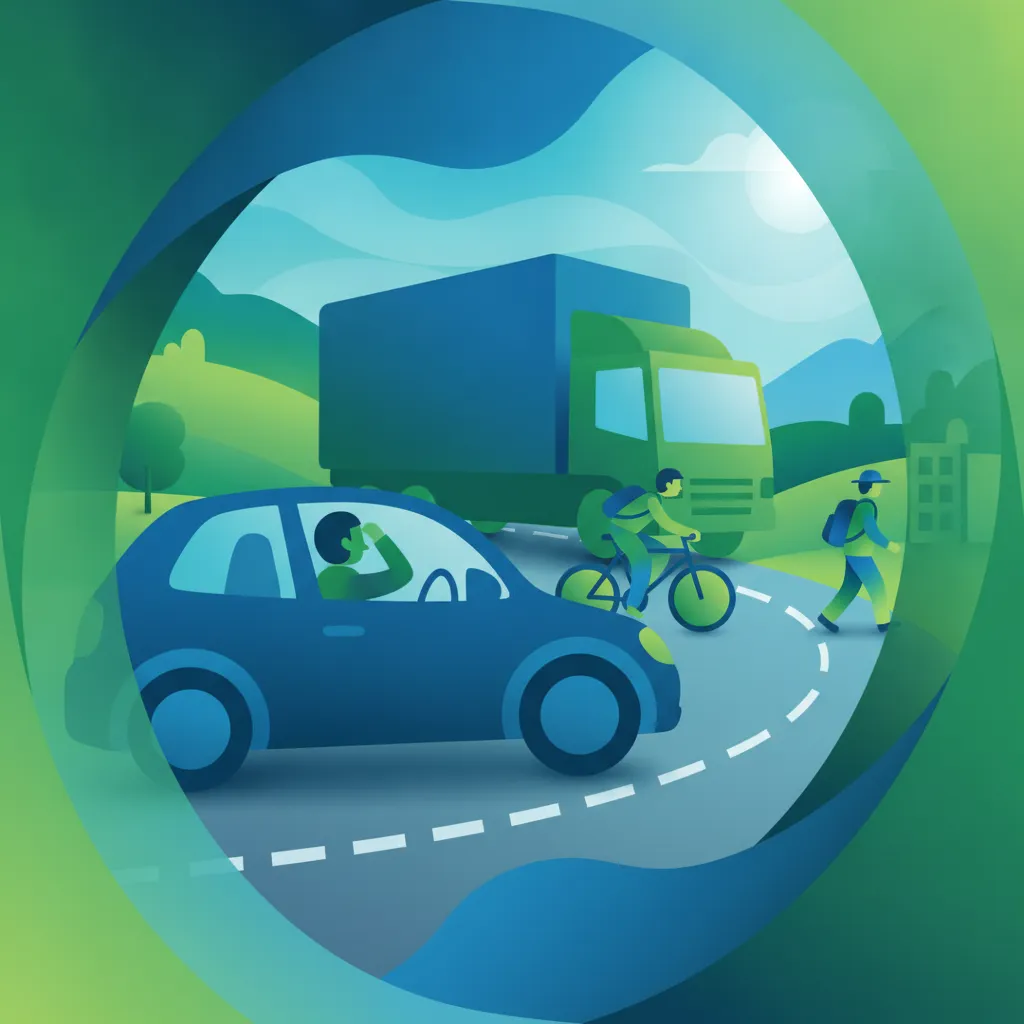 Illustration for the driving theory topic Road Sharing Safety for learners in Austria