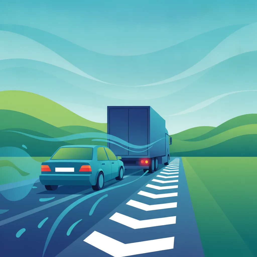 Illustration for the driving theory topic Safe Following Distance for learners in Austria