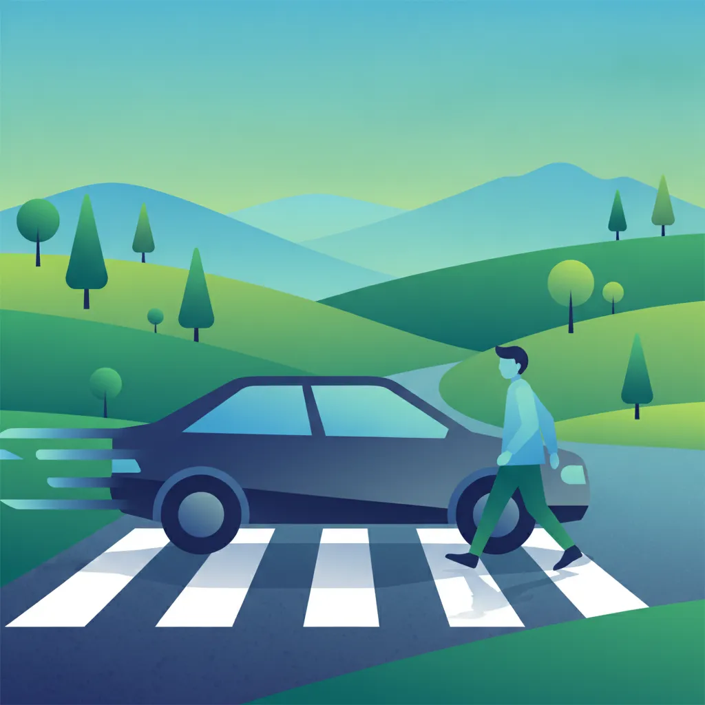 Illustration zum Thema Fahrtheorie Fußgängerüberwege (Schutzwege) für Lernende in Österreich